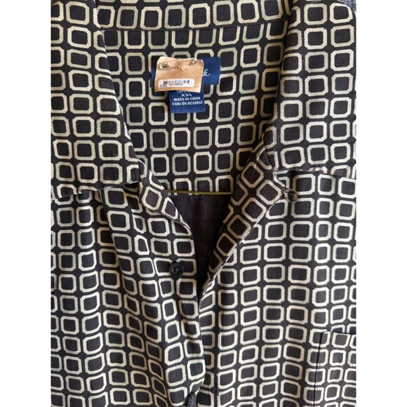 Paul Fredrick Mens DXL Short Sleeve 100% Silk Geometric Print Button-Up Shirt XL - Picture 7 of 10